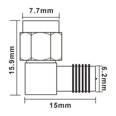 đầu nối ăng-ten chuyển đổi chuẩn SMA cái   sang RPSMA đực cái góc 90° (female – male).