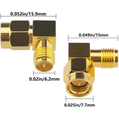 đầu nối ăng-ten chuyển đổi chuẩn SMA cái   sang RPSMA đực cái góc 90° (female – male).