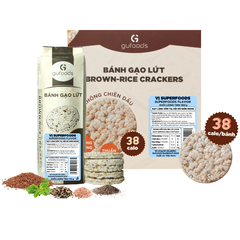 Bánh gạo lứt GUfoods vị Superfoods - Không chiên dầu, Không đường, Từ gạo và ngũ cốc nguyên hạt, Lành mạnh, Phù hợp Eat clean, Ăn vặt healthy, Thực dưỡng, Tập gym, Thuần chay