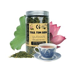 Trà tim sen nguyên chất GUfoods (hũ 140g) - Thư giãn tinh thần, Cải thiện giấc ngủ, Thanh lọc cơ thể, Thanh mát, Giải nhiệt, Tốt cho sức khỏe