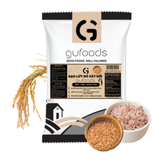 Gạo lứt đỏ xát dối ăn kiêng GUfoods (Túi 1kg) - Giảm cân, Thực dưỡng, Eat clean