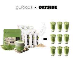 Combo pha chế Matcha latte từ OATSIDE - Pha được 9 ly thành phẩm - Gồm 9 Hộp OATSIDE 180ml + Gói 50g Bột Matcha trà Ôlong GUfoods