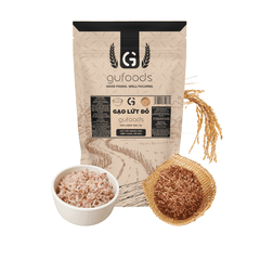 Gạo lứt đỏ GUfoods (túi 1kg) - Xát dối, Mềm xốp ngon cơm, Healthy, Thực dưỡng, Eat clean