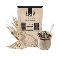 Yến mạch tươi cán mỏng GUfoods (Gói 500g) - Giàu chất xơ, Tốt cho sức khoẻ, Healthy, Tập gym, Eat clean