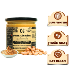 Bơ đậu phộng GUfoods - Không đường, Giàu protein thực vật, Lành mạnh, Eat clean, Healthy, Thuần chay (hũ 400g)