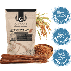 Bún gạo lứt GUfoods - Dai ngon tự nhiên, Healthy, Eat clean, Thực dưỡng, Lành mạnh, Thuần chay (túi zip 400g)