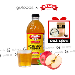 Giấm táo hữu cơ Bragg (chai 473ml) - Chứng nhận Organic USDA, Giữ nguyên giấm mẹ, Giàu lợi khuẩn, Hỗ trợ tiêu hóa, Tốt cho hệ miễn dịch, Đa dạng công dụng cho sức khoẻ và sắc đẹp
