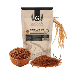 Gạo lứt đỏ GUfoods - Dẻo mềm ngon cơm, Giàu chất xơ, Healthy, Thực dưỡng, Eat clean, Tập gym (túi zip 1kg)
