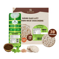 Bánh gạo lứt GUfoods vị Cỏ ngọt - Bao bì bánh tét xanh truyền thống - Không chiên dầu, Không đường, Lành mạnh, Phù hợp Eat clean, Ăn vặt healthy, Thực dưỡng, Tập gym, Thuần chay