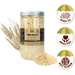 Yến mạch cán vỡ 0.55mm GUfoods (hũ 500g) - Giàu chất xơ & protein thực vật, Tốt cho sức khoẻ, Healthy, Lành mạnh, Tập gym, Eat clean