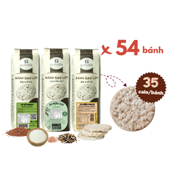 Bánh gạo lứt ăn kiêng GUfoods - Combo Mix 3 vị Hữu cơ, Hạt Diêm mạch, Cỏ ngọt (510g)