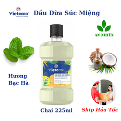 Dầu dừa súc miệng hương bạc hà thơm mát Vietcoco chai 225ml