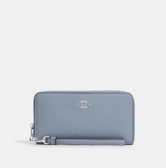 ví coach long zip around wallet in signature canvas