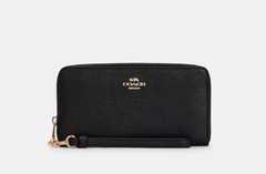 ví coach long zip around wallet in signature canvas