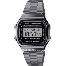 Đồng Hồ Casio Mặt Điện Tử Dây Kim Loại Màu Xám Đen