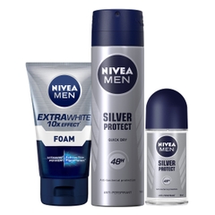 Bộ 3 sản phẩm Xịt và Lăn Ngăn Mùi NIVEA MEN Silver Protect