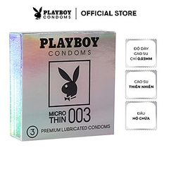 Bao cao su Playboy Micro Thin 003 (trắng) hộp 3 cái - siêu mỏng
