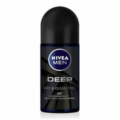 Lăn khử mùi Nivea Men Deep Dry&Clean Feel 48h than hoạt tính 50ml