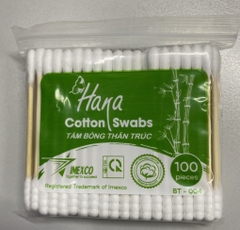 Tăm bông Hana thân trúc gói 100 que