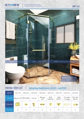 SET 22-PHÒNG TẮM 135 (Hệ  Giằng Thanh inox 25*25-Mạ PVD)