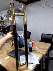 Tay nắm inox vân đá nâu Mạ vàng