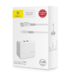 Bộ sạc 2 USB 2.4A COCO Series và 2 dây IP DY029 Baseus