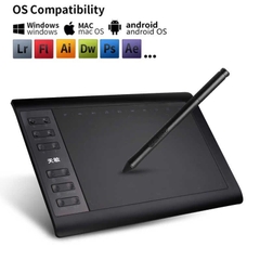 Bảng vẽ điện tử 10moons G10 cỡ 10x6 inch,cảm ứng lực 8192, bút không cần sạc pin tương thích Window, Mac và Android