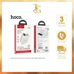 Bộ Củ Cáp Sạc Nhanh Hoco C86 Dành Cho Máy IphoNE 2 Cổng USB Với Đèn LED Hiển Thị Điện Áp, 5V-2.4A max 12W-Hàng Chính Hãng