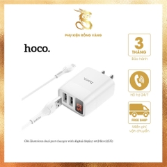 Bộ Củ Cáp Sạc Nhanh Hoco C86 Dành Cho Máy IphoNE 2 Cổng USB Với Đèn LED Hiển Thị Điện Áp, 5V-2.4A max 12W-Hàng Chính Hãng