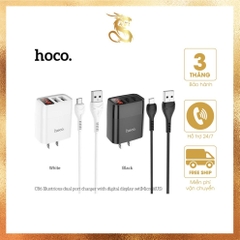 Bộ Củ Cáp Sạc Nhanh Hoco C86 Dành Cho Máy IphoNE 2 Cổng USB Với Đèn LED Hiển Thị Điện Áp, 5V-2.4A max 12W-Hàng Chính Hãng