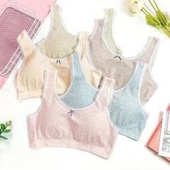 Aó lá học sinh mút thông hơi có viền ren kẻ tăm (GG85K)