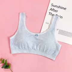 Aó lá học sinh mút thông hơi có viền ren kẻ tăm (GG85K)