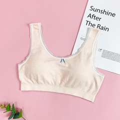 Aó lá học sinh mút thông hơi có viền ren kẻ tăm (GG85K)