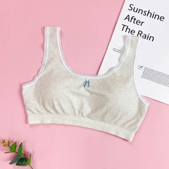 Aó lá học sinh mút thông hơi có viền ren kẻ tăm (GG85K)