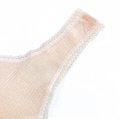 Aó lá học sinh mút thông hơi có viền ren kẻ tăm (GG85K)