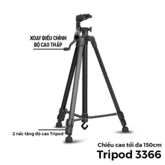 Tripod điện thoại 3366 cao 1.5m tháo lắp dễ dàng tiện dụng