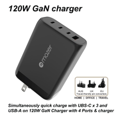 Củ Sạc Nhanh Lên Đến 120w Mazer Infinite.Boost GAN120W 3 Cổng USB-C PD 3.0