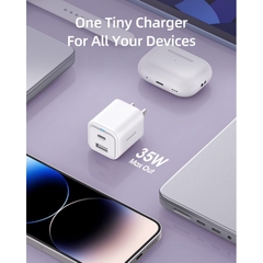 Sạc nhanh INNOSTYLE MiniCube Gan Charger II 35W 2 Cổng USB A Và C Tiện Lợi cho iPhone 15/14/13/12