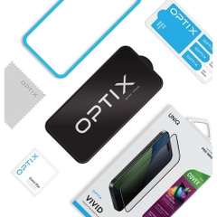 Kính Cường Lực iPhone 17/ 17 Air/ 17 Pro/ 17 Pro Max UNIQ OPTIX COVEX VIVID Clear Trong Suốt Viền Đen Độ Dày 0.33mm