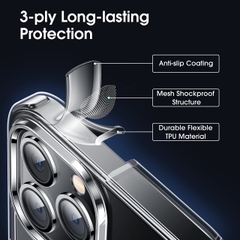 Ốp Lưng Mipow Tempered Glass Cứng Trong Suốt Có MaSafe Dành cho iPhone 15 Series
