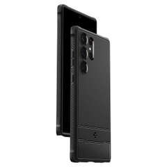 Ốp Spigen Rugged Armor dành cho Samsung Galaxy S23 Ultra Matte Black Chống sốc, tương thích sạc không đây