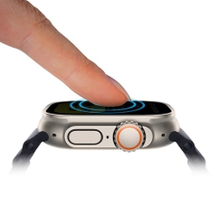 Kính Cường Lực bảo Vệ Mặt Đồng Hồ Uniq Optix Vivid Clear dành cho Apple Watch Ultra độ cứng 9H có khung hỗ trợ dán dễ dàng