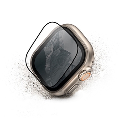 Kính Cường Lực bảo Vệ Mặt Đồng Hồ Uniq Optix Vivid Clear dành cho Apple Watch Ultra độ cứng 9H có khung hỗ trợ dán dễ dàng