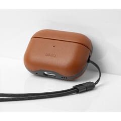 Ốp Airpods Sang Trọng Thanh Lịch Uniq Terra Genuine Leather dành cho Airpods Pro 2 bọc bằng da thật nguyên miếng, lớp lót bên trong siêu mịn chắc chắn