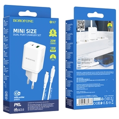 Bộ Sạc Borofone BN7 USB - C to Lighting Hỗ trợ sạc nhanh bộ kèm theo cáp cho USB - C sang Lightning