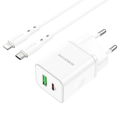 Bộ Sạc Borofone BN7 USB - C to Lighting Hỗ trợ sạc nhanh bộ kèm theo cáp cho USB - C sang Lightning