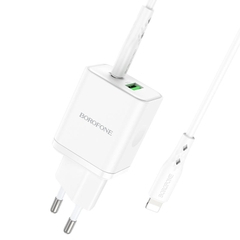 Bộ Sạc Borofone BN7 USB - C to Lighting Hỗ trợ sạc nhanh bộ kèm theo cáp cho USB - C sang Lightning