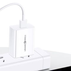 Cốc Sạc Nhanh Không Nóng Usams Single USB T18 USB 2.1A / T22 QC 3.0 3A / Combo củ-cáp USAMS T21 2.1A kèm Cáp Type C