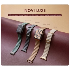 Dây LAUT Novi Luxe Cho Apple Watch Series 1~9/ SE (38/40/41mm) Làm Từ Da Thuần Chay Mềm Mại Khóa Nam Châm