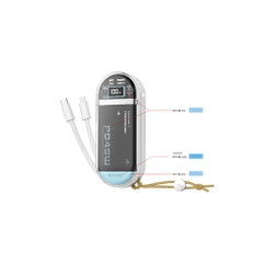 Pin Dự Phòng MAZER PowerCharge Link 1545 15000mAh PD45W Tích Hợp Dây Sạc iP và USB-C Vỏ Trong Suốt Hiện Đại